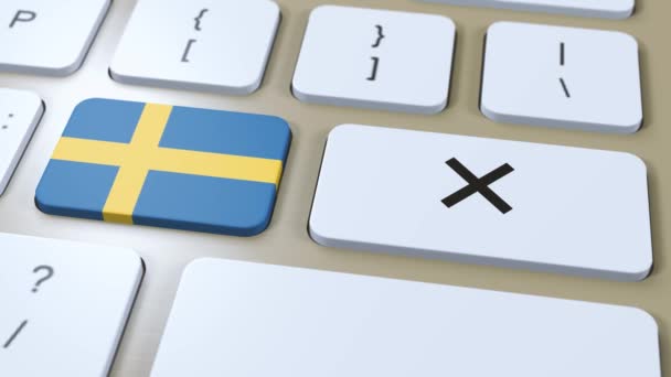 Sweden National Flag Cross Button Animation — Stock Video