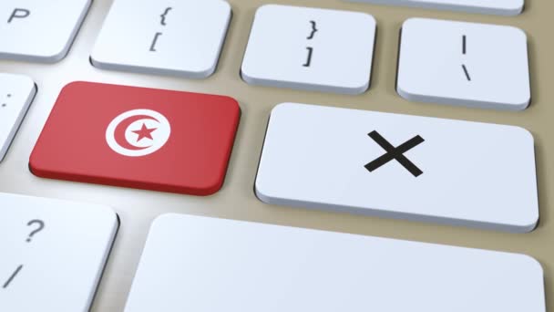 Bandeira Nacional Tunísia Cruz Sem Botão Animação — Vídeo de Stock