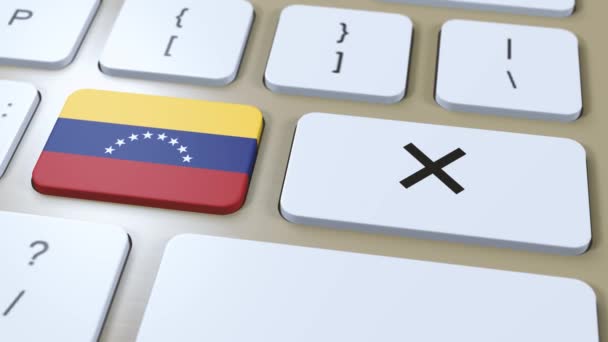 Venezuela National Flag Cross Button Animation — Stock video