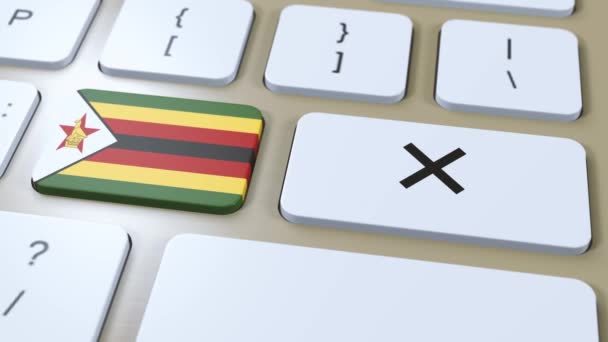 Zimbabwen Kansallinen Lippu Rajat Tai Painiketta Animaatio — kuvapankkivideo