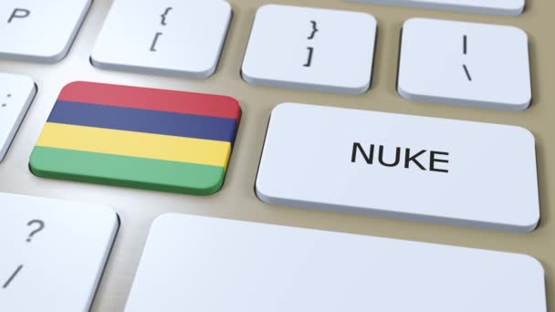 Flaga Narodowa Mauritiusu Nuke Tekstowa Kraj Korzystanie Koncepcji Broni Jądrowej — Wideo stockowe