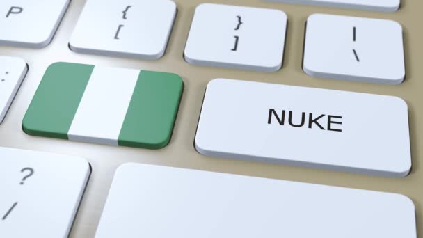 Державний Прапор Нігерії Текст Nuke Країна Використання Концепції Ядерної Зброї — стокове відео