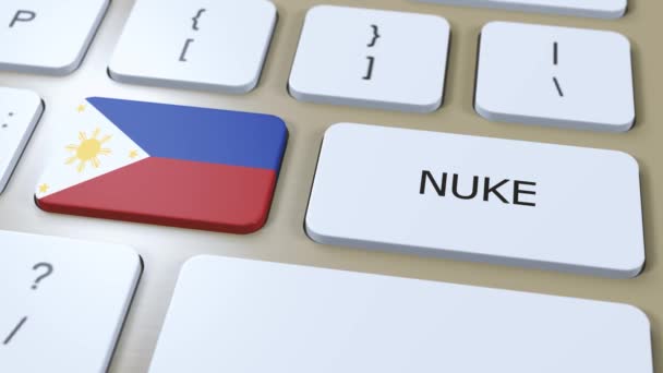 Filippijnen Nationale Vlag Tekst Nuke Land Dat Kernwapenconcept Animatie Gebruikt — Stockvideo