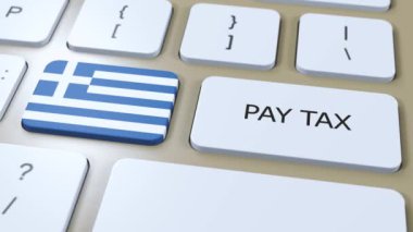 Yunanistan Ülke Vergi Ödeme Animasyonu. Ulusal Bayrak.