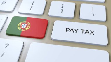 Portekiz Ülke Ödeme Vergisi 3 boyutlu animasyon. Ulusal Bayrak.