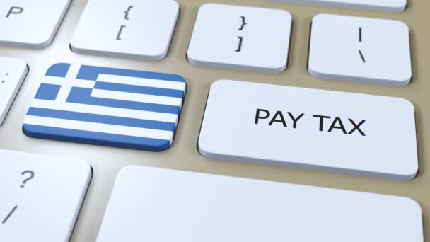 Řecko Země Platit Daň Animace Národní Vlajka — Stock video