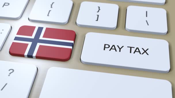 Норвежская Страна Платит Налог Анимация Государственный Флаг — стоковое видео