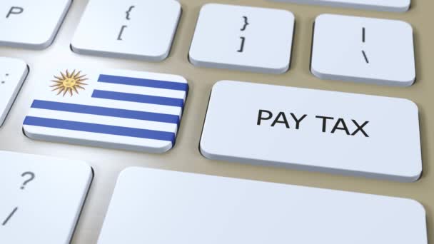 Uruguai País Pay Tax Animação Bandeira Nacional — Vídeo de Stock