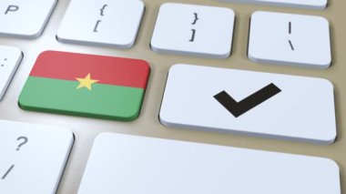 Burkina Faso Ulusal Bayrak ve İşaretle veya Evet Tuşu 3D Canlandırması.