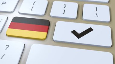 Almanya Ulusal Bayrak ve Denetim İşareti veya Evet Tuşu 3D Canlandırması.