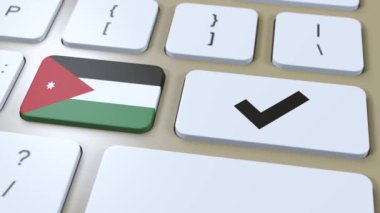 Jordan Ulusal Bayrak ve İşaretleme veya Evet Tuşu 3D Canlandırması.