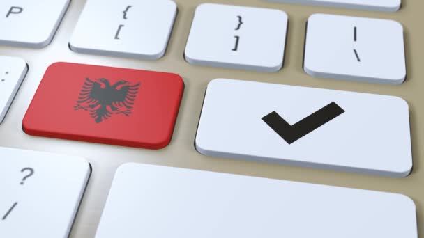 Albania National Flag Check Mark Yes Button Animation — Stock Video