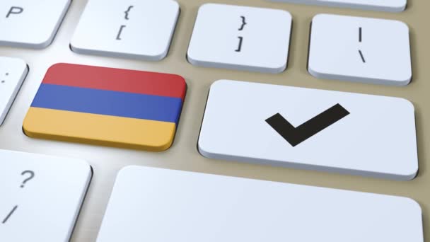 Armenia Bandera Nacional Marca Verificación Botón Animación — Vídeos de Stock