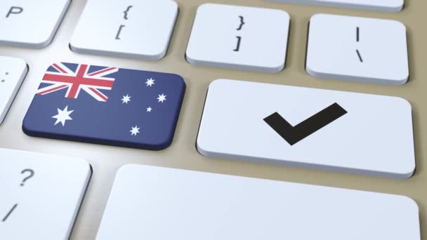 Bandera Nacional Australia Marca Verificación Botón Animación — Vídeos de Stock