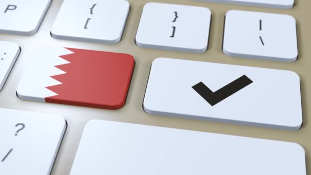 Bandeira Nacional Bahrein Marque Sim Botão Animação — Vídeo de Stock