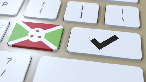 Burundi National Flag Check Mark Lub Tak Przycisk Animacja — Wideo stockowe