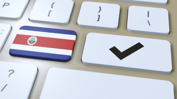 Bandeira Verificação Nacionais Costa Rica Marcam Sim Animação Botão — Vídeo de Stock