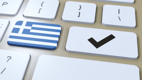 Греция Государственный Флаг Галочка Метка Кнопка Анимации — стоковое видео