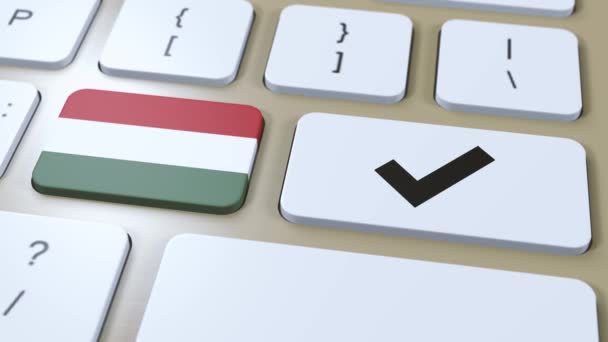 Bandeira Nacional Hungria Marque Sim Botão Animação — Vídeo de Stock