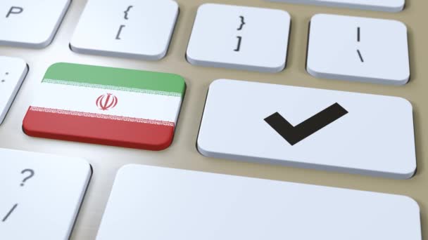 Bandeira Verificação Nacional Irã Marcar Sim Botão Animação — Vídeo de Stock