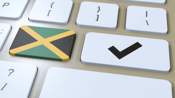 Jamaica National Flag Und Häkchen Oder Taste Animation — Stockvideo