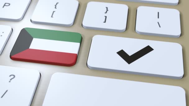 Bandeira Nacional Kuwait Marque Sim Botão Animação — Vídeo de Stock
