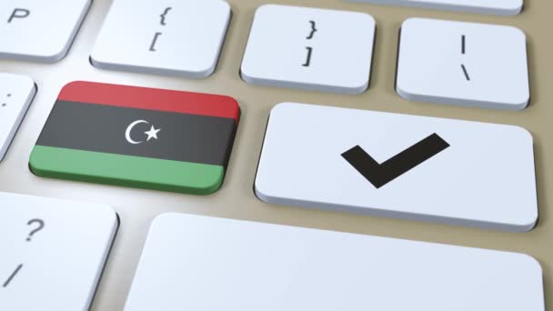 Libia Bandiera Nazionale Segno Spunta Pulsante Animazione — Video Stock