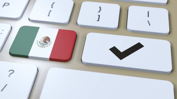 Mexikos Nationalflagge Und Häkchen Oder Taste Animation — Stockvideo