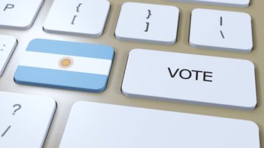 Ülkede Arjantin oylaması. Ulusal Bayrak ve Düğme 3 Boyutlu Canlandırma.