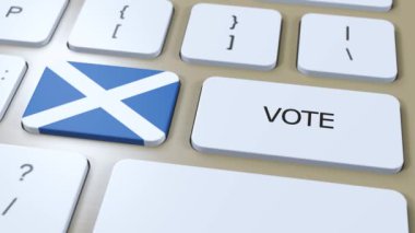 İskoçya oylaması. Ulusal Bayrak ve Düğme 3 Boyutlu Canlandırma.