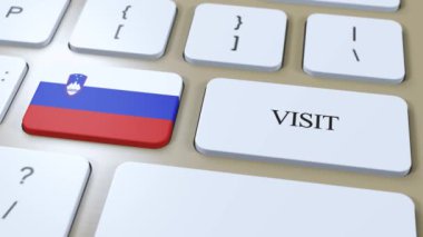 Slovenya Ulusal Bayrak ve Metin Ziyareti. Ülkeyi Ziyaret Et 3D Canlandırması.