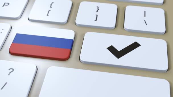 Russland Nationalflagge Und Häkchen Oder Taste Animation — Stockvideo