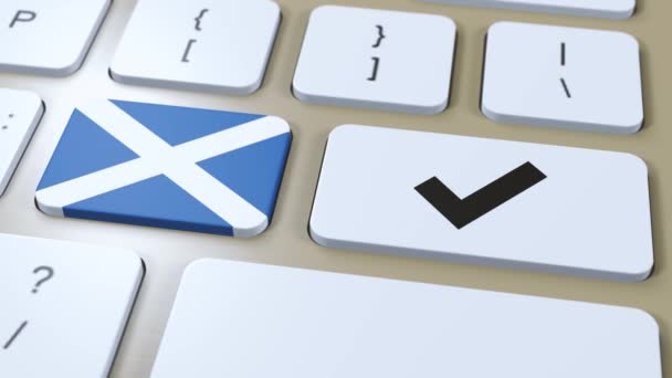 Scotland National Flag Check Mark Vagy Igen Gomb Animáció — Stock videók