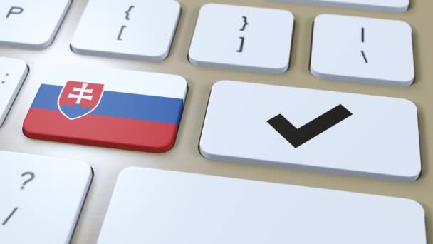 斯洛伐克国旗和检查标志或是按钮3D动画 — 图库视频影像