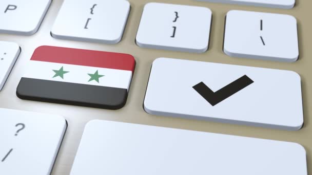 Bandeira Verificação Nacional Síria Marcar Sim Botão Animação — Vídeo de Stock