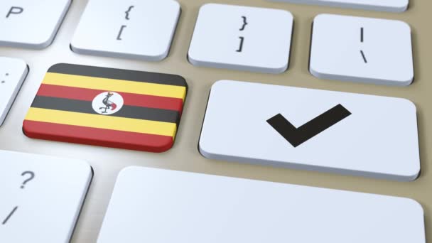 Национальная Фишка Уганды Галочка Кнопка Анимация — стоковое видео