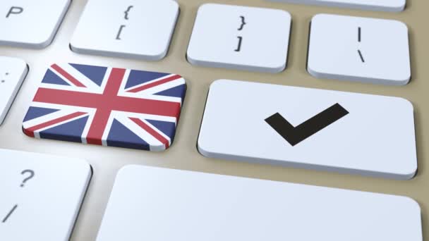 Reino Unido Reino Unido Bandeira Nacional Verificar Marcar Sim Botão — Vídeo de Stock