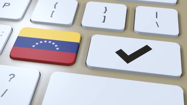 Venezuela National Flag Check Mark Yes Button Animation — Stock video