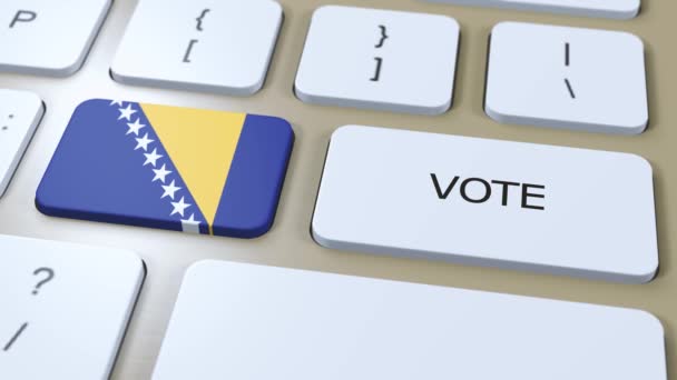 Bośnia Hercegowina Głosuj Kraju Flaga Narodowa Przycisk Animacji — Wideo stockowe