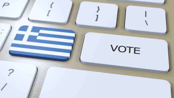 Griekenland Stem Het Land Nationale Vlag Knop Animatie — Stockvideo