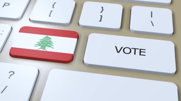 Liban Votez Dans Pays Drapeau National Bouton Animation — Video