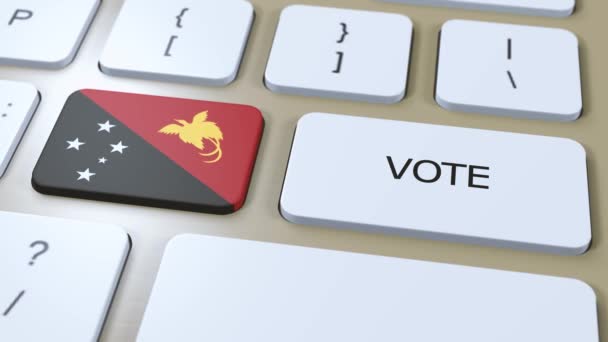 Παπούα Νέα Γουινέα Ψηφοφορία Στη Χώρα Εθνική Σημαία Και Κουμπί — Αρχείο Βίντεο