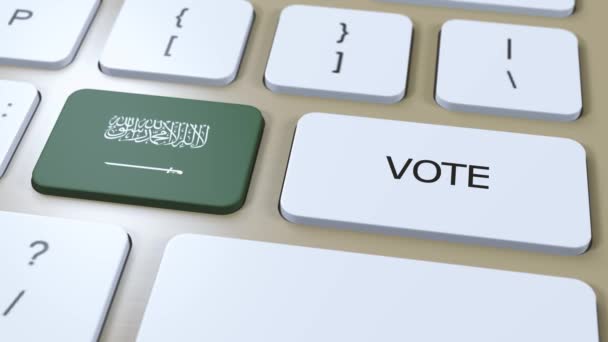 サウジアラビアが国で投票 国旗とボタン3Dアニメーション — ストック動画