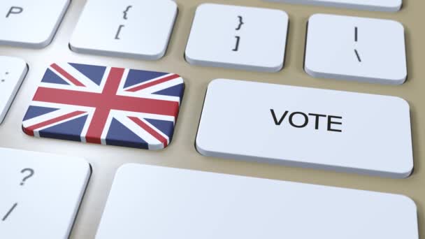 Ηνωμένο Βασίλειο Ψηφίστε Στη Χώρα Εθνική Σημαία Και Κουμπί Animation — Αρχείο Βίντεο