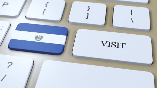 Salvador Bandeira Nacional Texto Visita Botão Visite País Animação — Vídeo de Stock