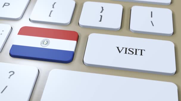 Paraguay Nemzeti Zászló Szöveges Látogatás Gombon Ország Megtekintése Animáció — Stock videók