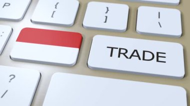 Düğme 3 Boyutlu Animasyon Üzerine Endonezya Ülke Bayrağı ve Ticaret Metni.