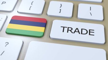 Mauritius Ülke Bayrağı ve Tuş 3 boyutlu animasyon üzerine Ticaret Metni.