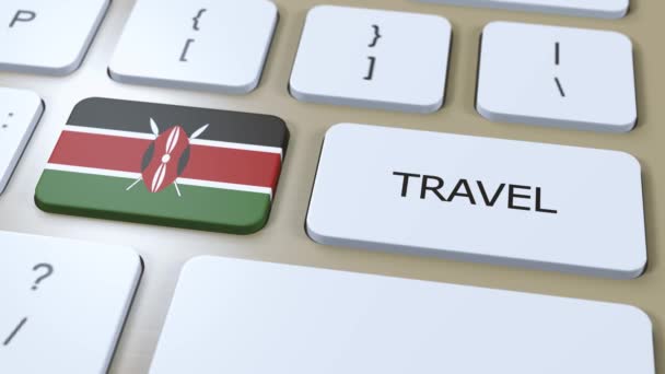 Bandiera Nazionale Del Kenya Sms Sul Pulsante Viaggio Paese Animazione — Video Stock