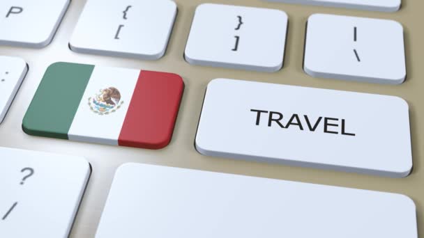 Messico Bandiera Nazionale Sms Sul Pulsante Viaggio Paese Animazione — Video Stock